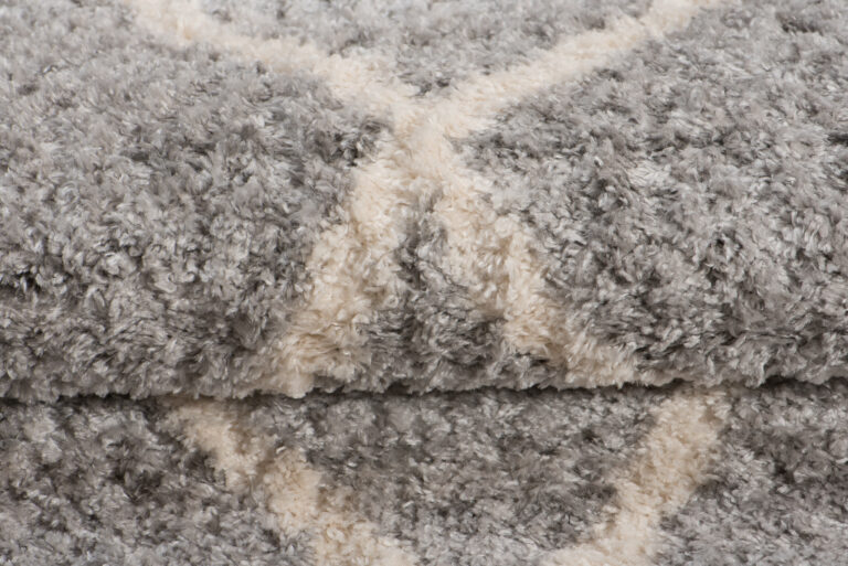 Dywan Versay Szary Kremowy w Kratę z Frędzlami