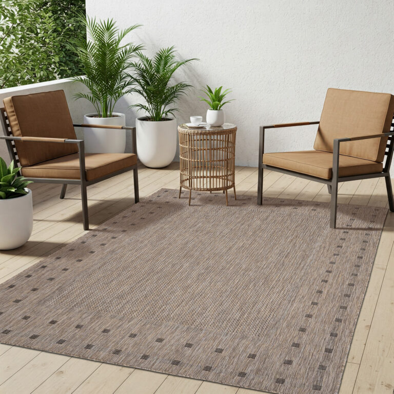 Dywan Melissa Brązowy Ramka Indoor Outdoor