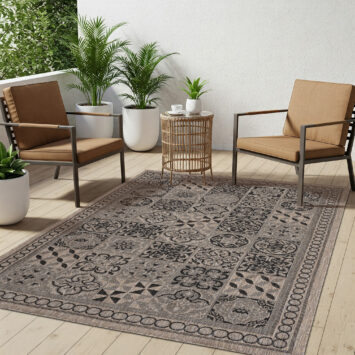 Dywan Melissa Brązowy Czarny Mozaika Indoor Outdoor