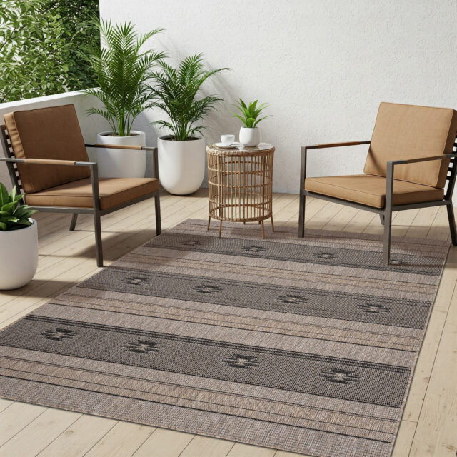 Dywan Melissa Brązowy Czarny Etniczny Indoor Outdoor