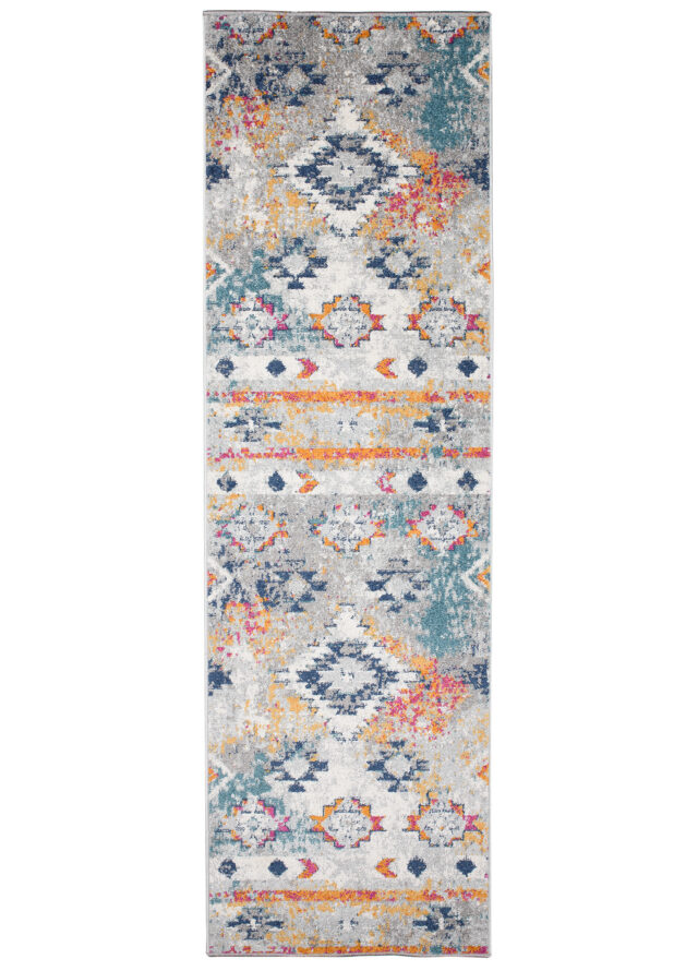 Chodnik Lazur Szary Wielokolorowy Boho