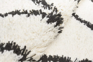 Dywan Evra Shaggy Kremowy Czarny Romby