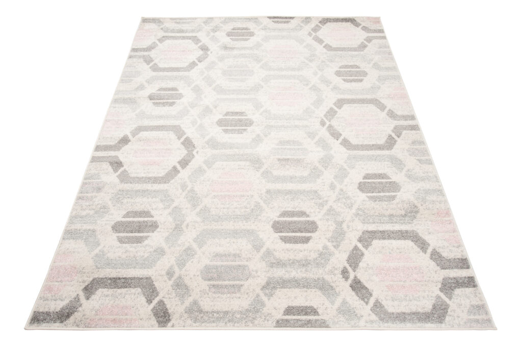 Dywan Cosmo Szary Różowy Sześciokąty