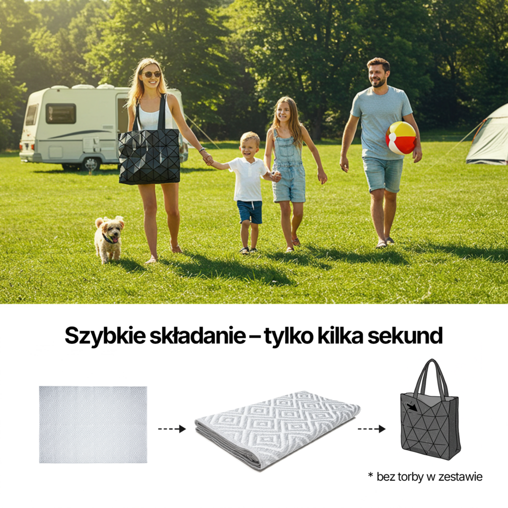 Dywan Ibiza Outdoorowy Dwustronny Wodoodporny Szary Biały Romby