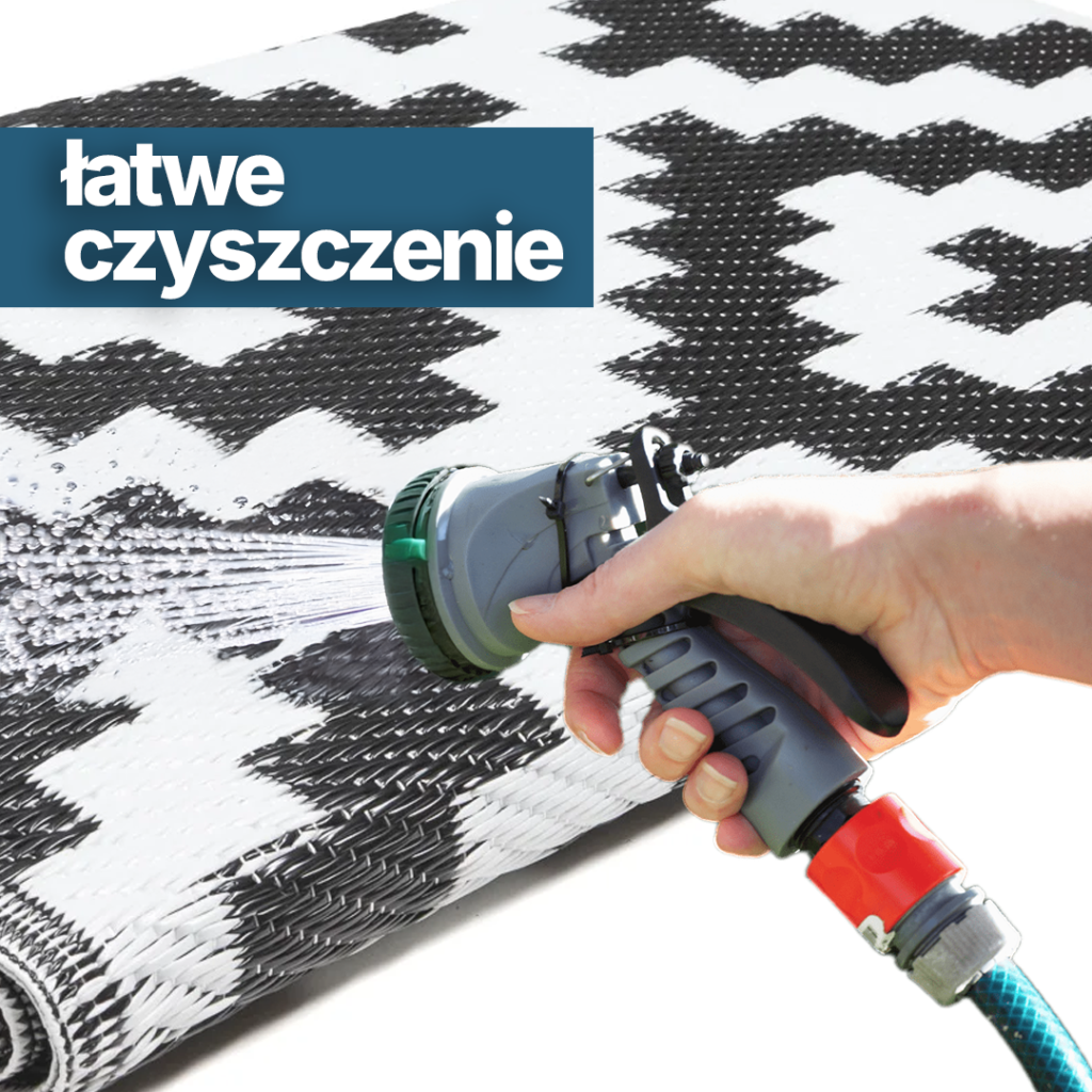 Dywan Ibiza Outdoorowy Dwustronny Wodoodporny Czarny Biały
