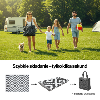 Dywan Ibiza Outdoorowy Dwustronny Wodoodporny Czarny Biały