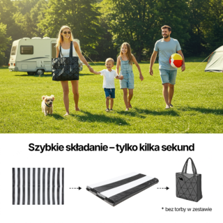 Dywan Ibiza Outdoorowy Dwustronny Wodoodporny Czarny Biały Pasy