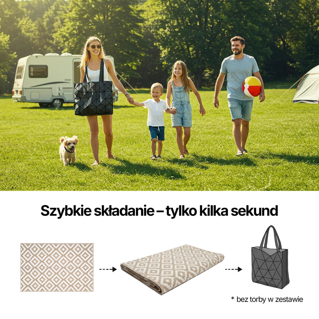 Dywan Ibiza Outdoorowy Dwustronny Wodoodporny Beżowy Biały