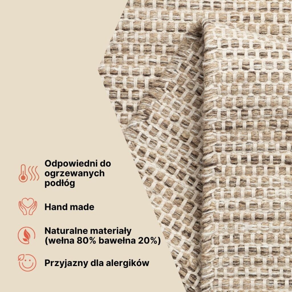 Dywan Wełniany Loni Jasny Brązowy