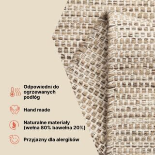 Dywan Wełniany Loni Jasny Brązowy