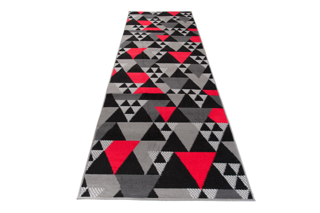 Chodnik Maya Szary Czerwony Geometryczny Trójkąty