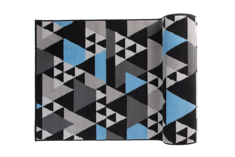 Chodnik Maya Szary Niebieski Geometryczny Trójkąty