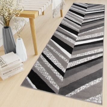 Chodnik Maya Szary Czarny Geometryczny Linie