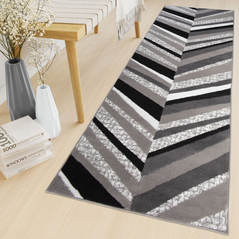 Chodnik Maya Szary Czarny Geometryczny Linie