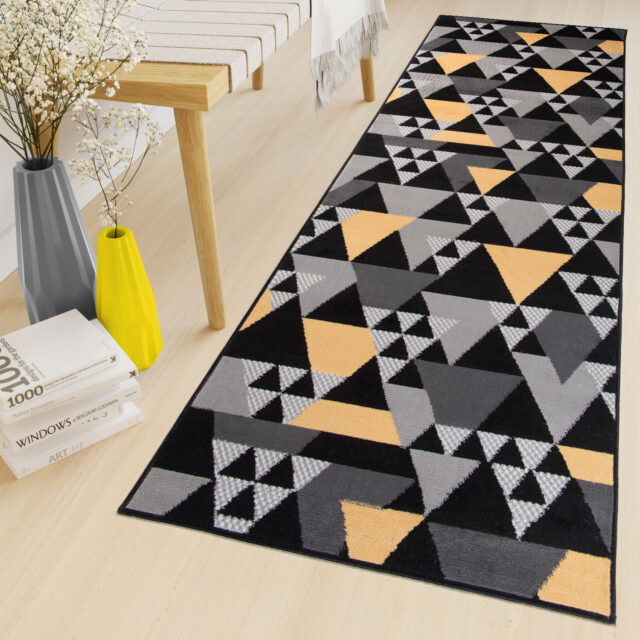 Chodnik Maya Szary Żółty Geometryczny Trójkąty