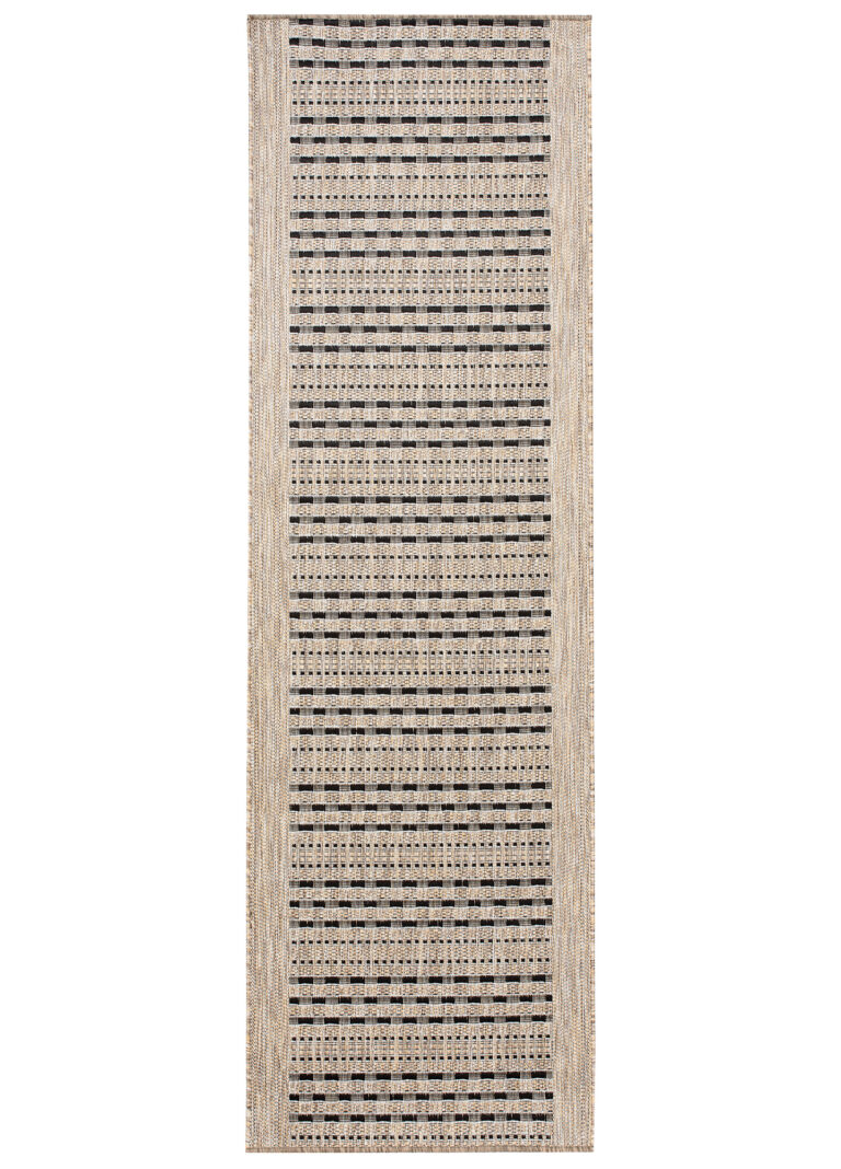 Chodnik Melissa Brązowy Czarny Pasy Indoor Outdoor