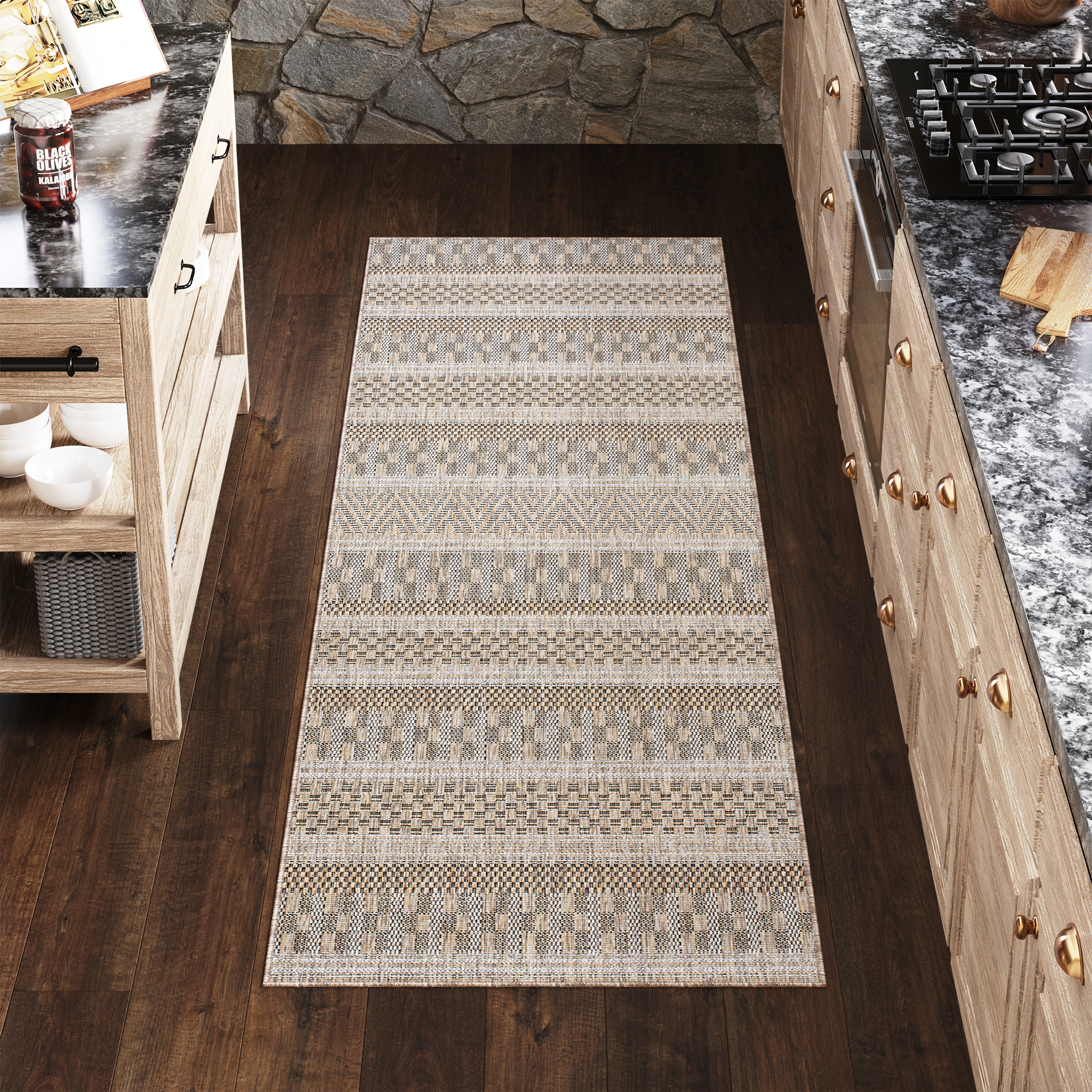 Chodnik Melissa Brązowy Pasy Indoor Outdoor