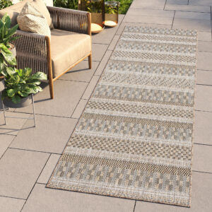 Chodnik Melissa Brązowy Pasy Indoor Outdoor