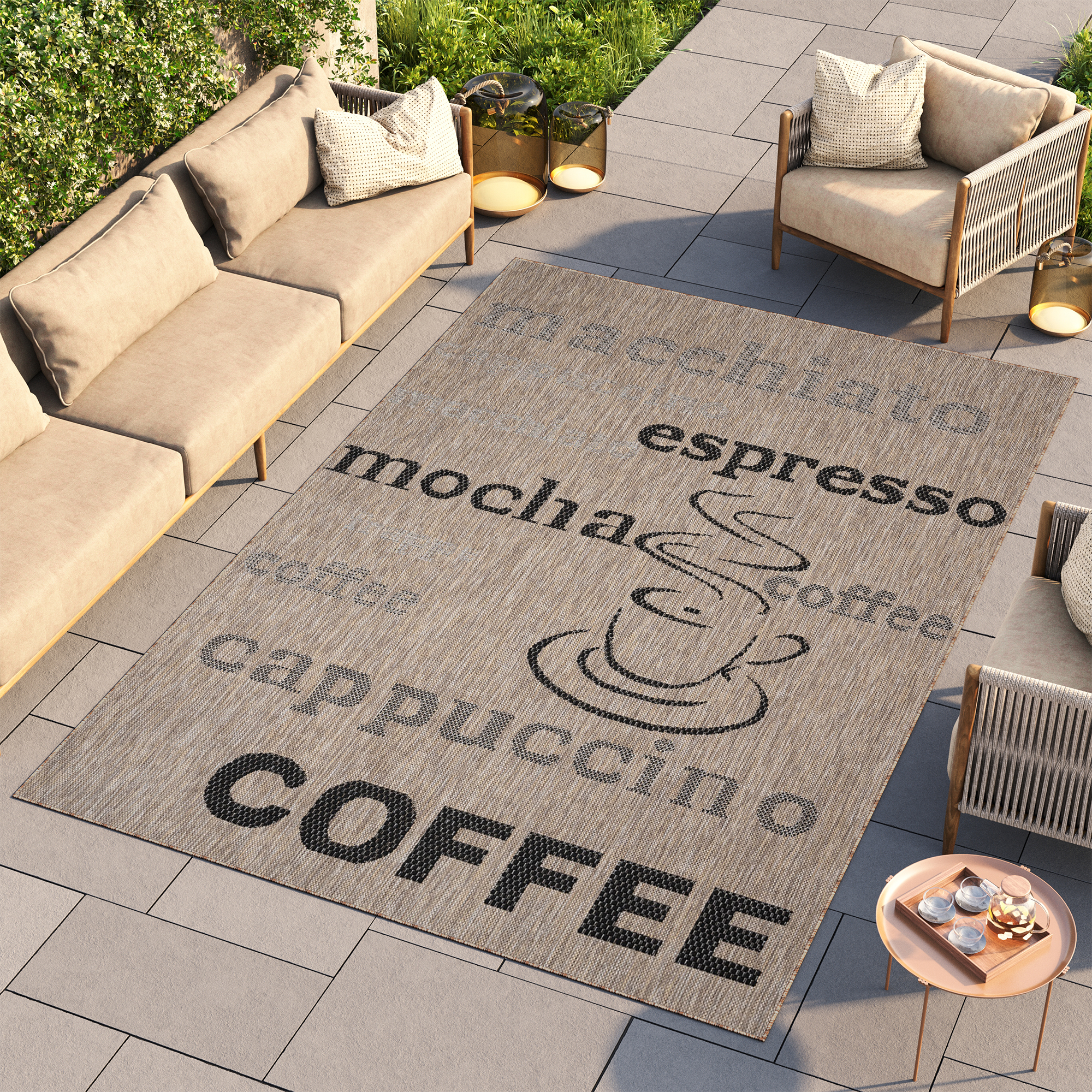 Dywan Melissa Brązowy Czarny Kawa Indoor Outdoor