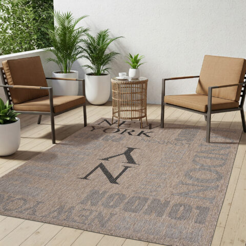 Dywan Melissa Brązowy Czarny Miasta Indoor Outdoor