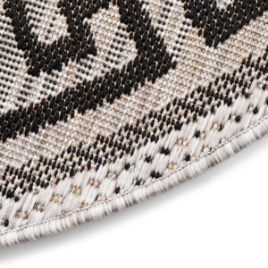 Dywan Melissa Okrągły Szary Czarny ZygZak Indoor Outdoor