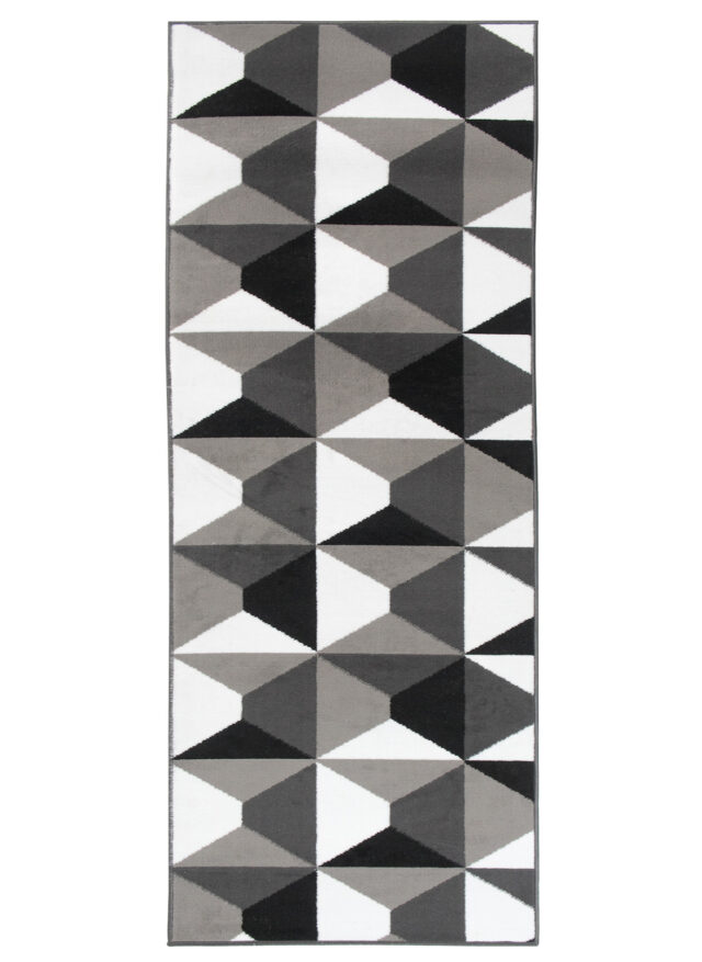 Chodnik Maya Szary Czarny Geometryczny Kwadraty