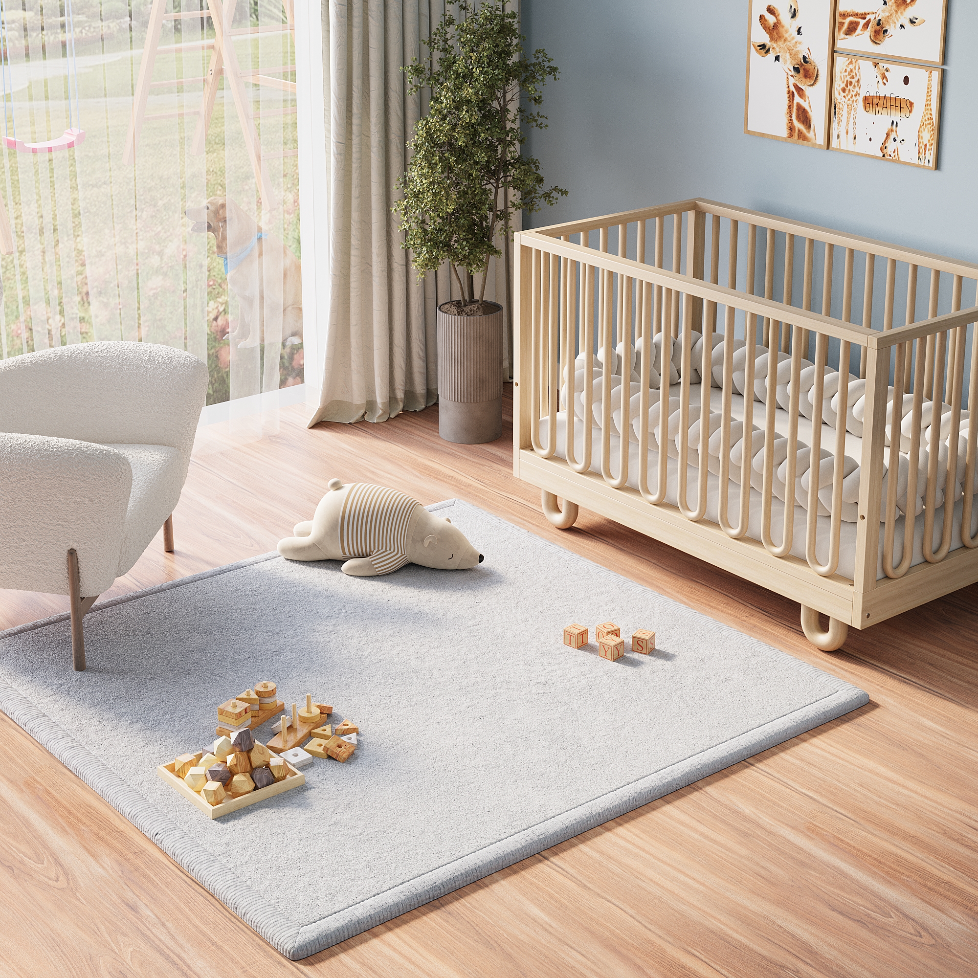 Dywan Dziecięcy Fluffin Kwadratowy Jasny Szary