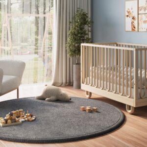 Dywan Dziecięcy Fluffin Okrągły Ciemny Szary