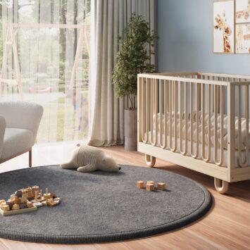 Dywan Dziecięcy Fluffin Okrągły Ciemny Szary