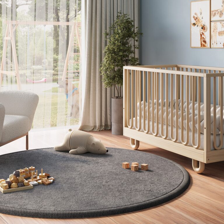 Dywan Dziecięcy Fluffin Okrągły Ciemny Szary