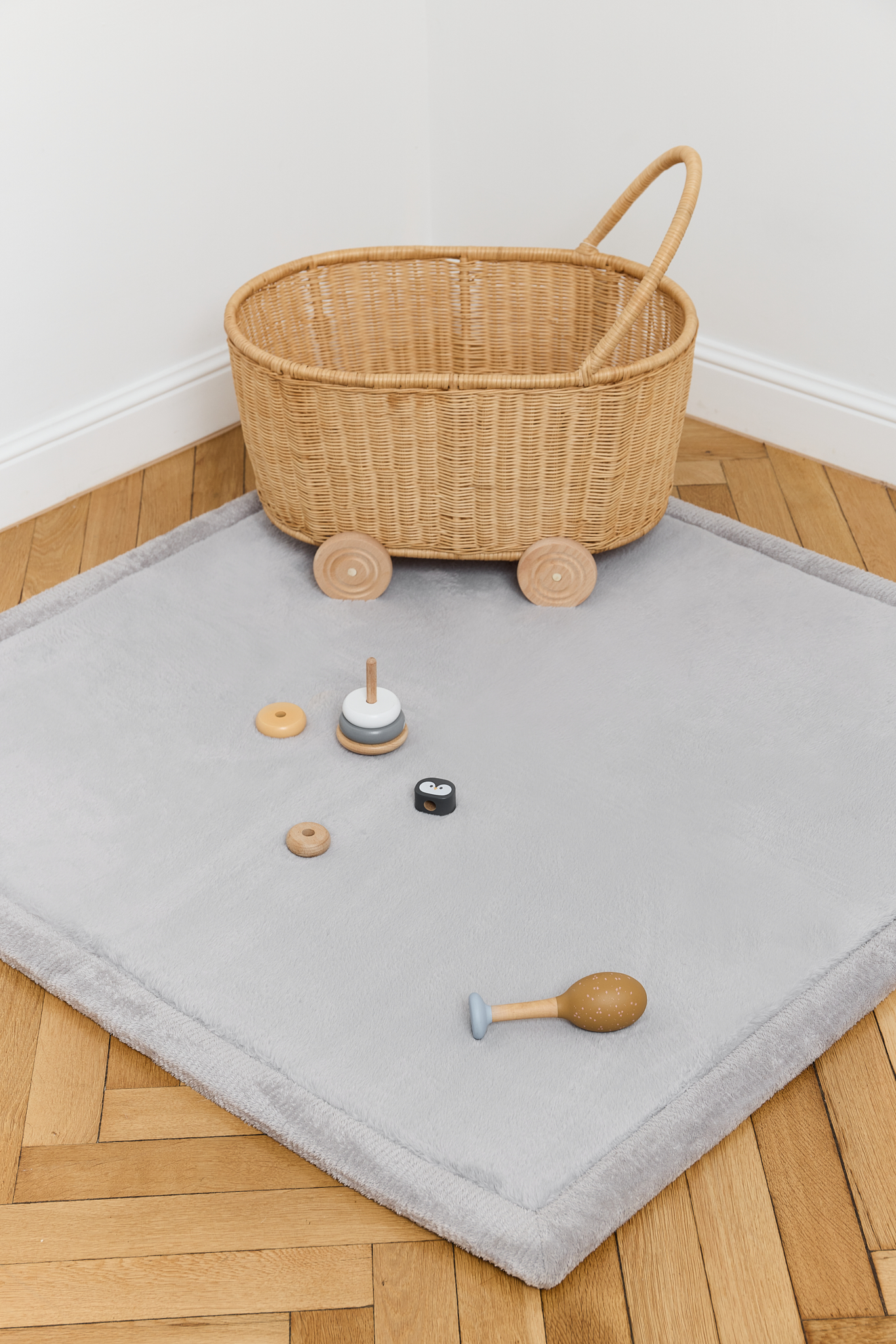 Dywan Dziecięcy Fluffin Kwadratowy Jasny Szary