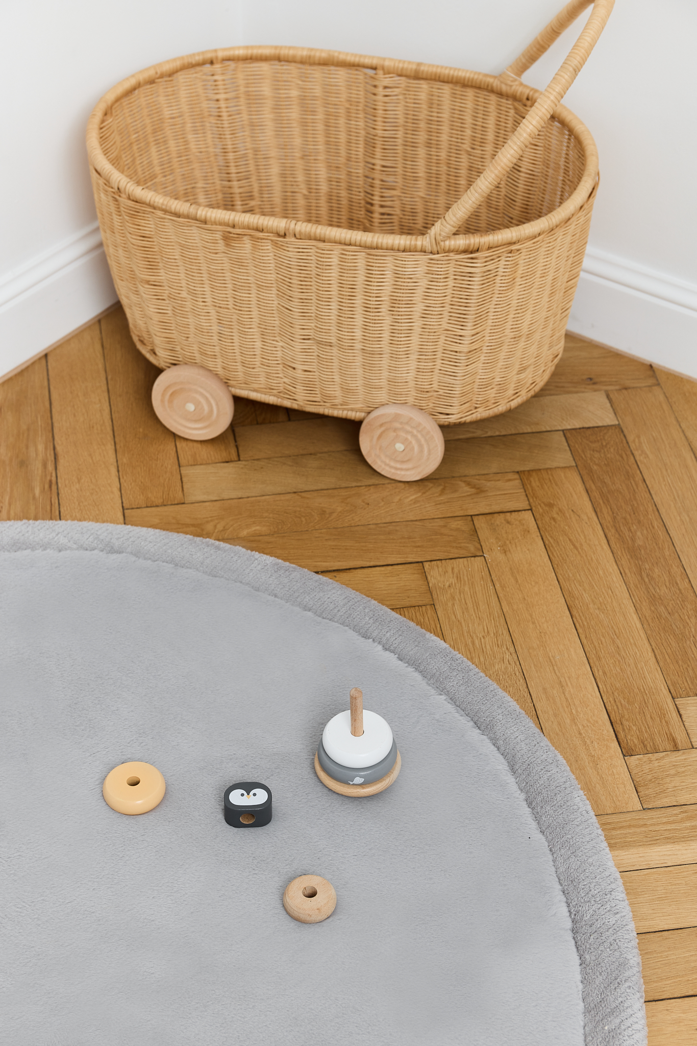 Dywan Dziecięcy Fluffin Okrągły Jasny Szary