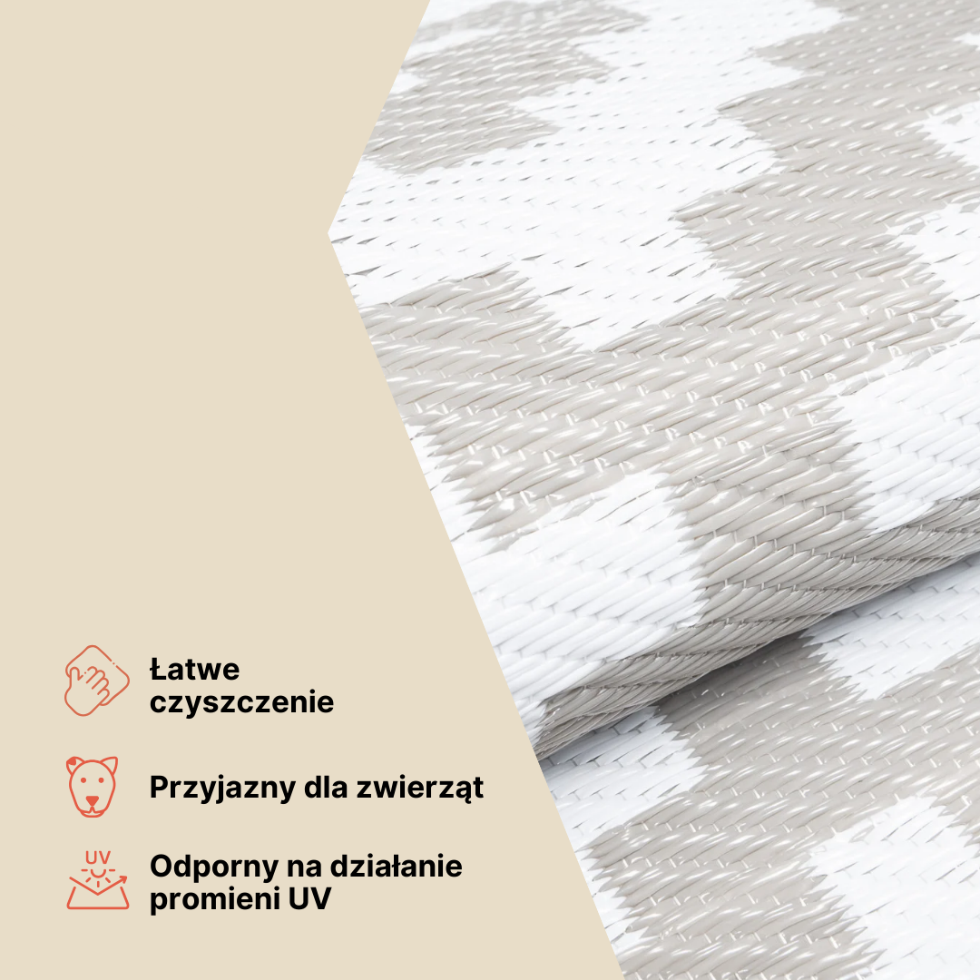 Dywan Ibiza Plastikowy Dwustronny Wodoodporny Granatowy Biały Koła