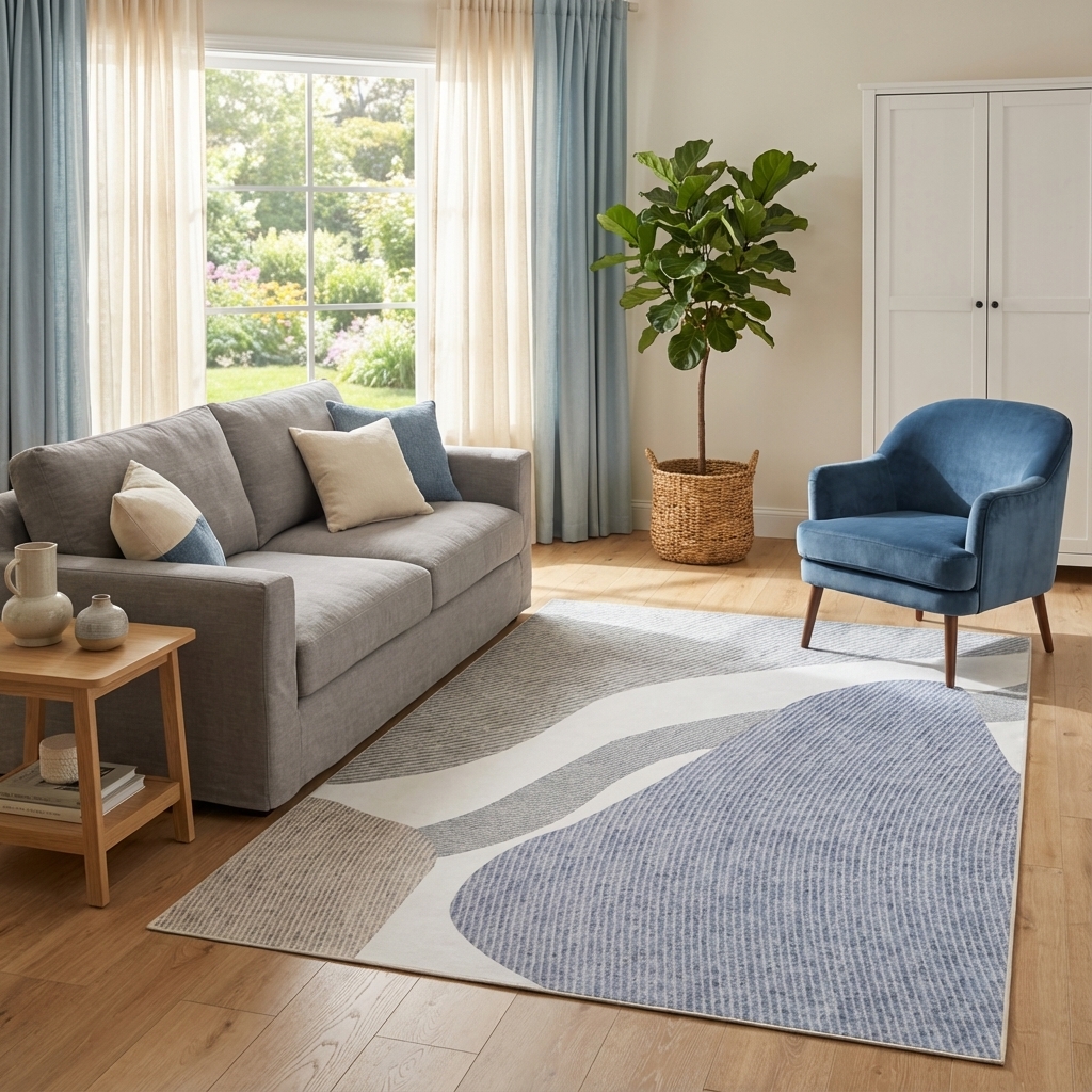 Dywan Wisp Szary Niebieski Abstrakcyjny