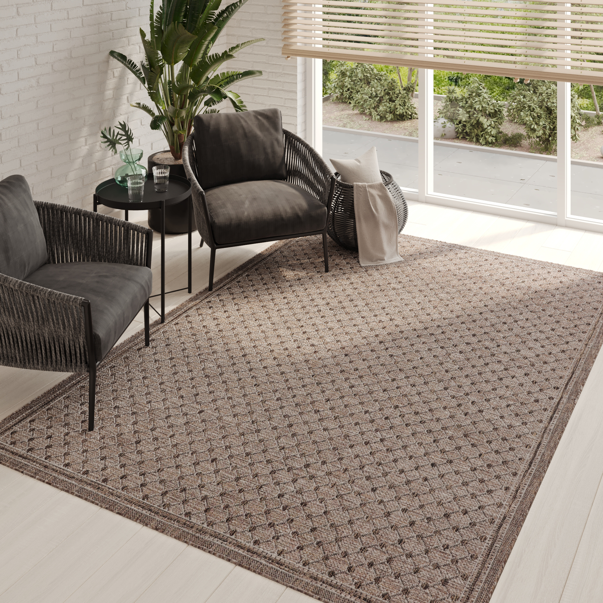 Dywan Zewnętrzny Melissa Brązowy Romby