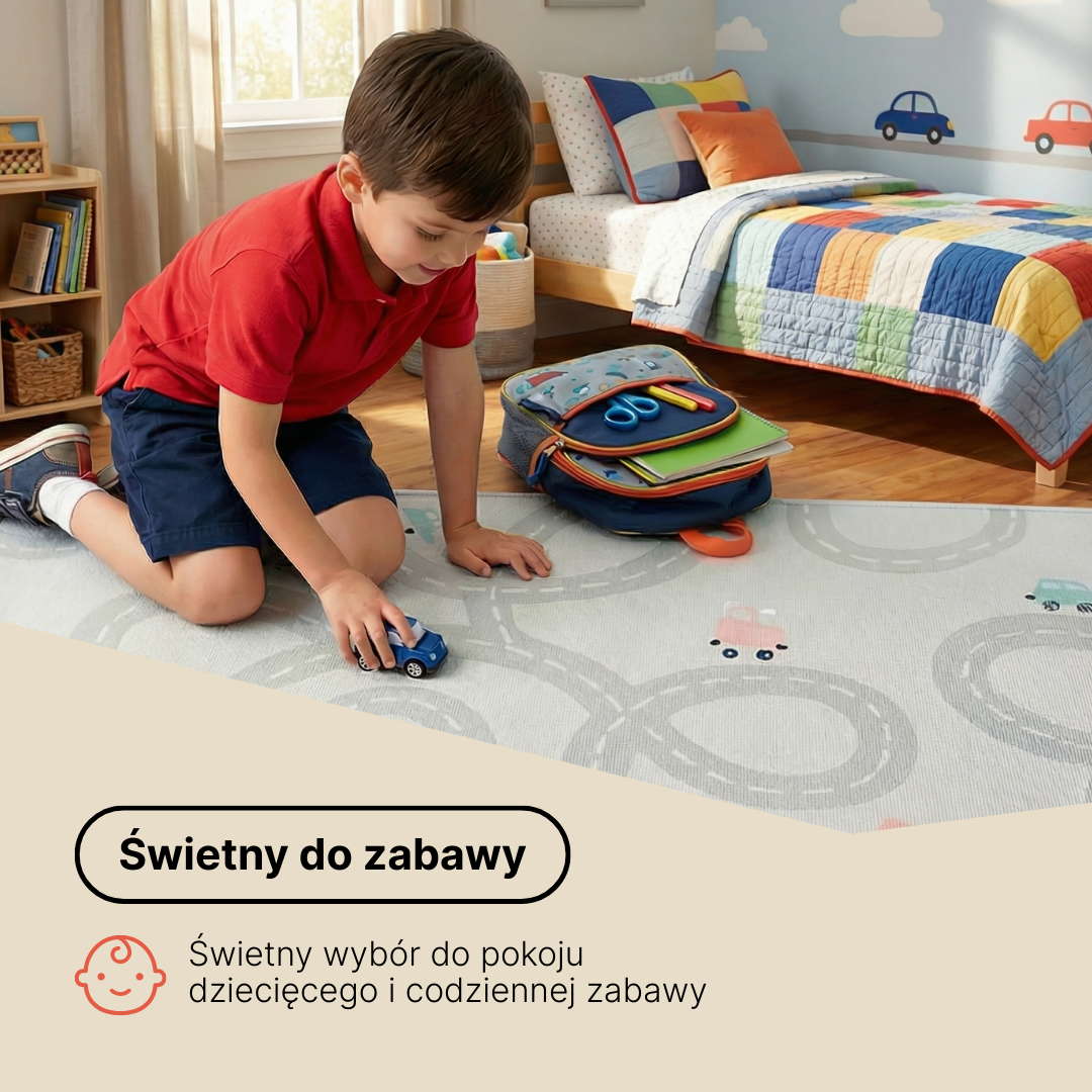 Dywan Dziecięcy Snooki Pastelowe Drogi Beżowy Antypoślizgowy