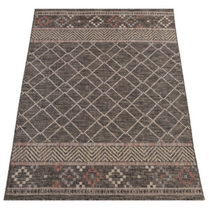 Dywan Zewnętrzny Melissa Ciemny Brązowy Geometryczny