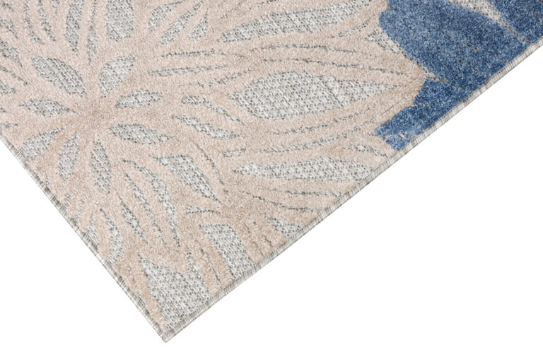 Dywan Zewnętrzny Patio Szary Niebieski Kwiaty