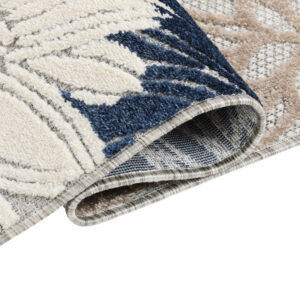 Dywan Zewnętrzny Patio Szary Niebieski Kwiaty