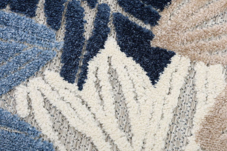 Dywan Zewnętrzny Patio Szary Niebieski Kwiaty