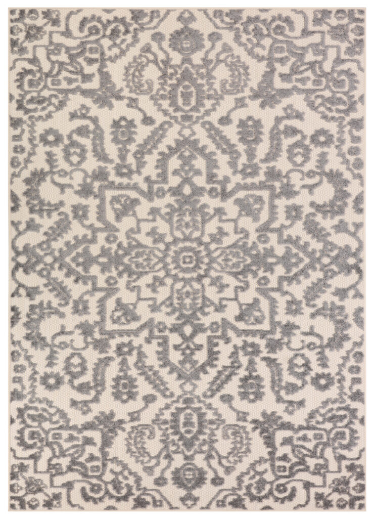 Dywan Zewnętrzny Patio Kremowy Szary Ornamenty