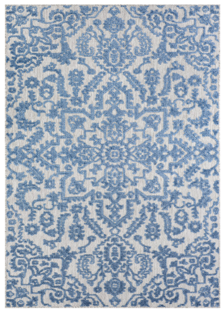 Dywan Zewnętrzny Patio Niebieski Ornamenty