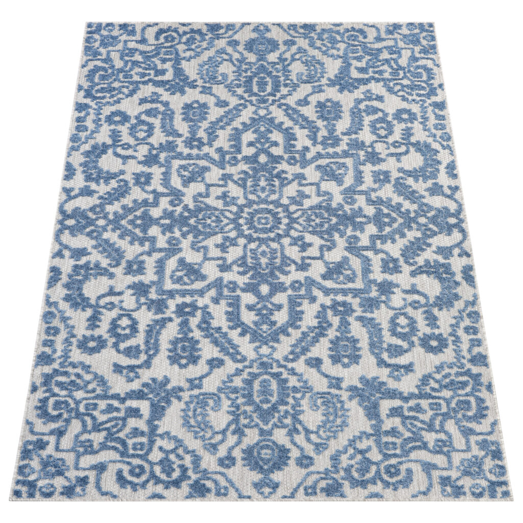 Dywan Zewnętrzny Patio Niebieski Ornamenty