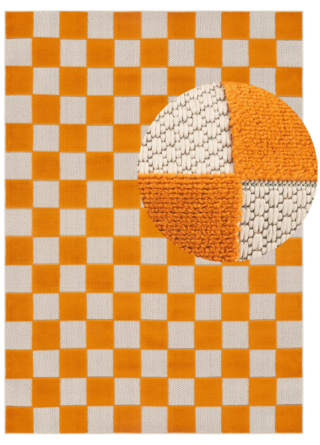 Dywan Zewnętrzny Checker Kremowy Pomarańczowy