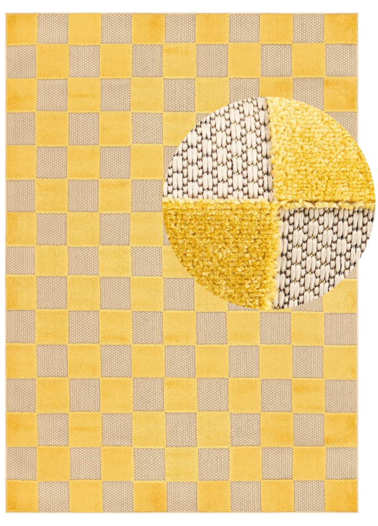 Dywan Zewnętrzny Checker Kremowy Żółty