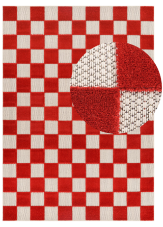 Dywan Zewnętrzny Checker Kremowy Czerwony