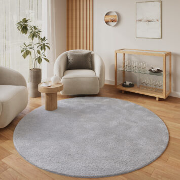Dywan Lumi Okrągły Jasny Szary Antypoślizgowy