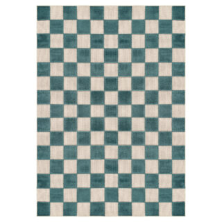 Dywan Zewnętrzny Checker Kremowy Turkusowy