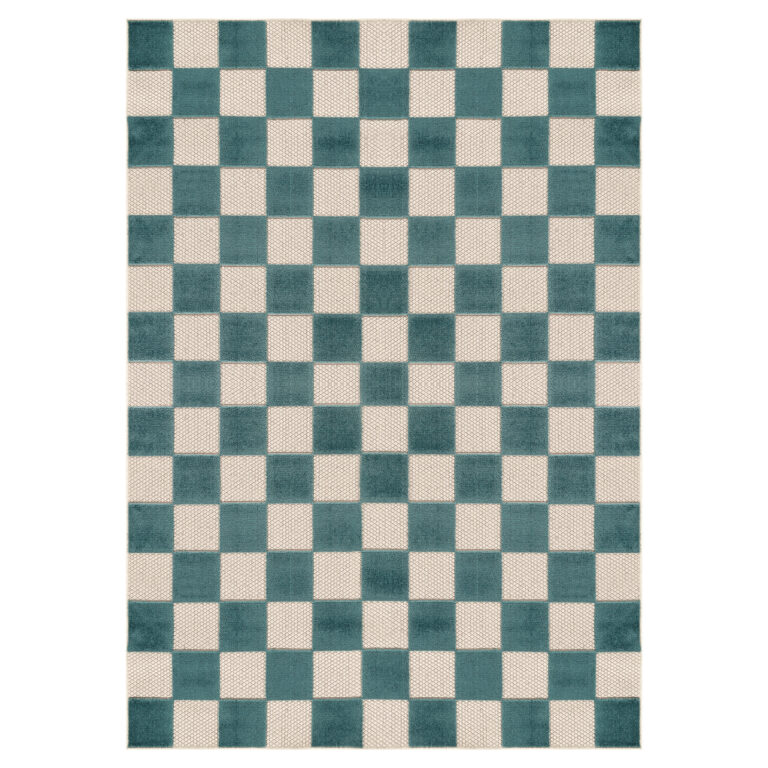 Dywan Zewnętrzny Checker Kremowy Turkusowy