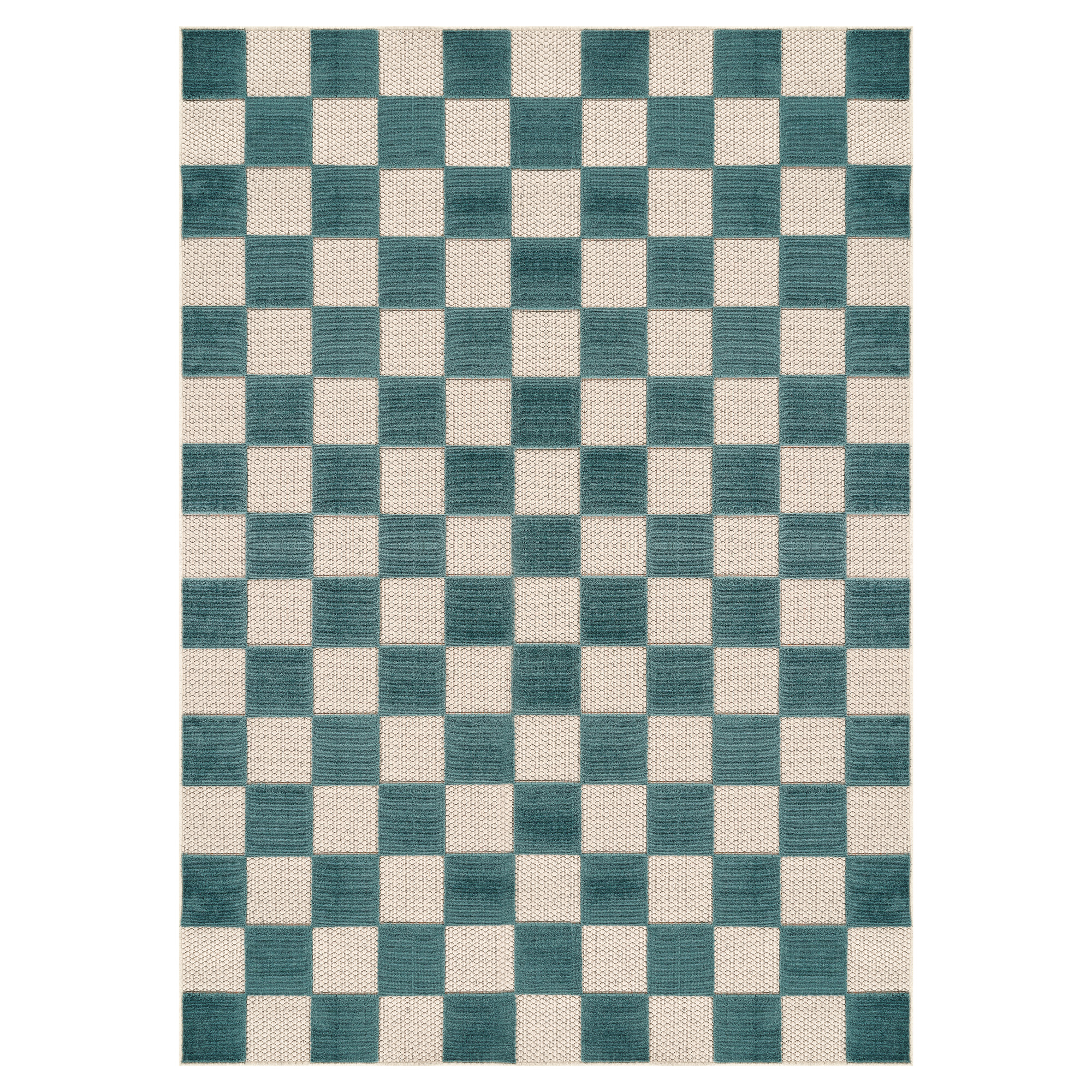 Dywan Zewnętrzny Checker Kremowy Turkusowy
